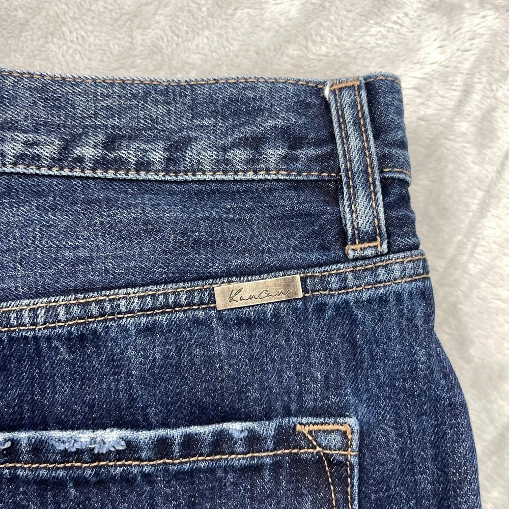 KanCan Jeans Womens 13/30‎ Blue Denim Distressed Casual High Rise Straight Leg